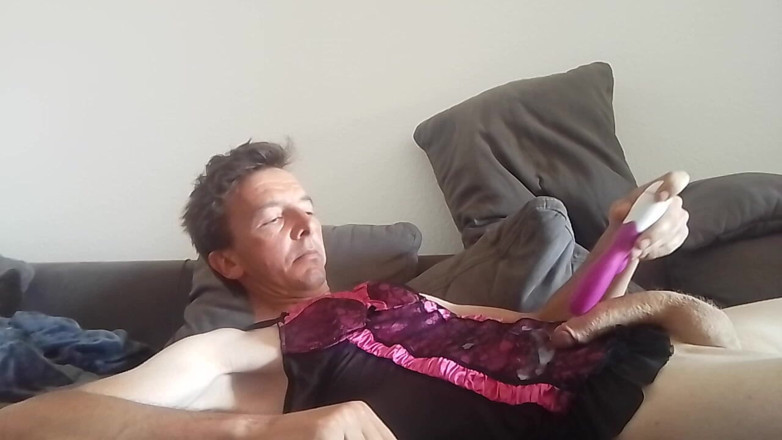 Leatransteen: Leatransteen Rides Dildo, Pump Cock and Cums Massive
