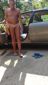 My New Pink Satin Thong Comes off Outdoors
