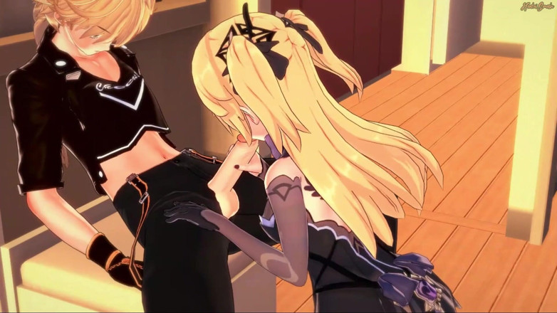 Hentai Smash: Fischl loves sucking dick, does 69 until she gets cum on...