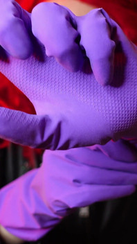 ASMR sounding: kitchen rubber gloves fetish