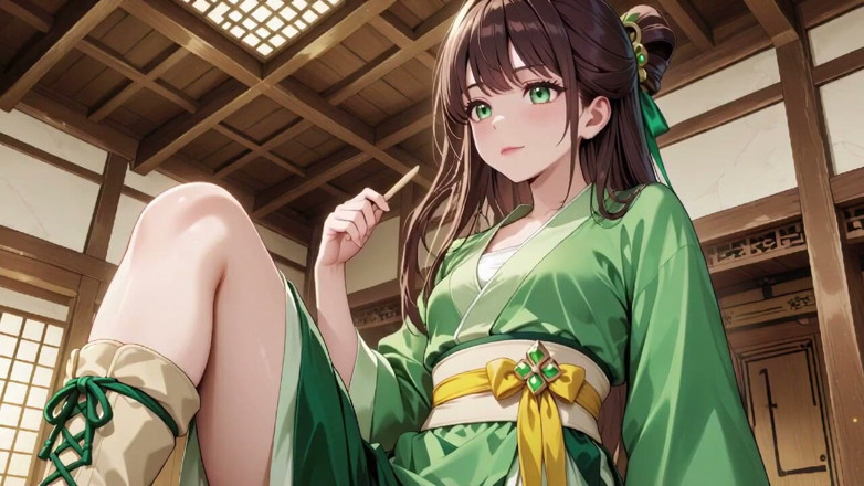 Tay Swift X: Kneeling on Tatami with a Short, Her Eyes Are Hazy....