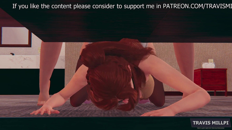 TravisMillpi: ルームメイトがコーヒーテーブルに詰まってる。もちろん、私は彼女とセックスした