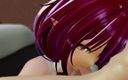 Smixix: Yukihana Lamy делает минет с кримпаем, хентай vtuber Hololive MMD 3D, багряный цвет волос, редактирование Smixix