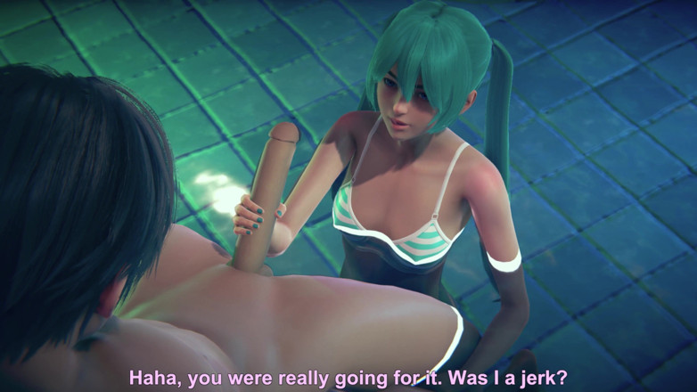 Waifu club 3D: Miku ngocok kontol besar, muncrat di kolam renang dan di...