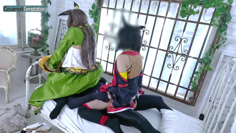 Sky Angel: Cosplay dorosła kobieta trójkąt seks z dwoma partnerami sceny grupowej