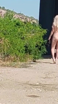 Slave Tih Shows Her Pussy and Tits Under the Bridge