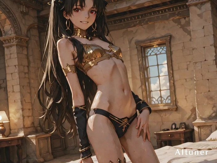 AItuner: 夕暮れの神殿で、彼女はゆっくり脱いでいく