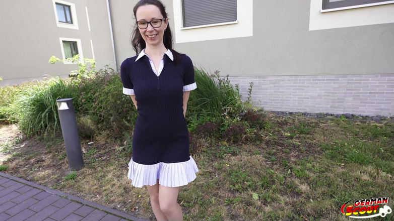 German Scout: German Scout - Slim and Shy German Glasses Student Girl Ronya...