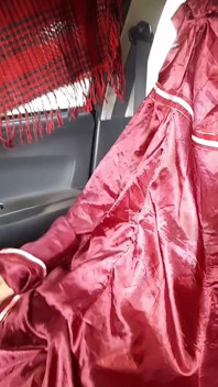 Masturbation Cum Wearing Satin Red Mukenah