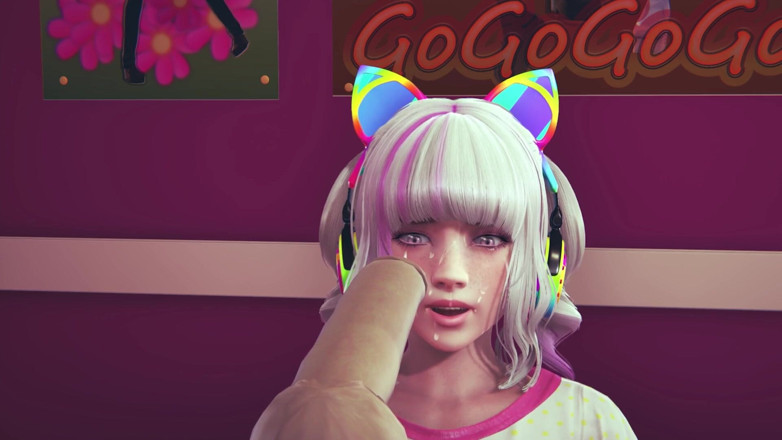 Waifu club 3D: Fată pasionată de jocuri îți linge pula cu limba ei