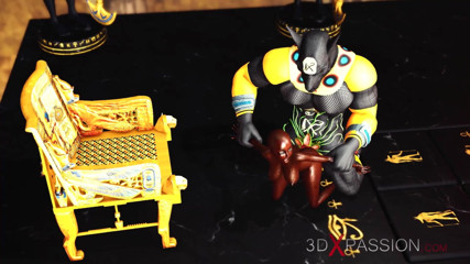 3dxpassion: Anubis fucks hard a sexy slave ebony in an egyptian...