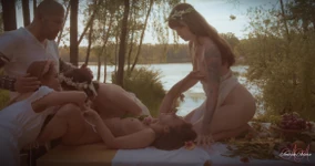 The Offering of Four Horny Nymphs Outdoor Orgy