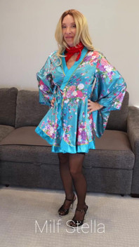 Blue Robe with Black Heels