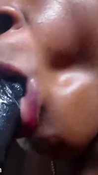Sucking My Dildo Vigorously Rubbing My Black Pussy