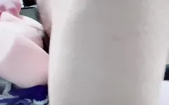 Asian Teen Student Masturbates with a Flashlight - Creampie Rubber Pussy