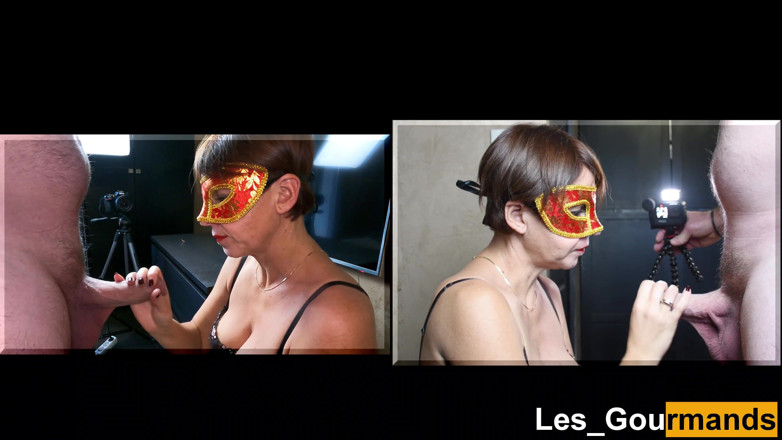 Les Gourmands: Masked MILF gives a blowjob &amp; swallows the cum to spit...