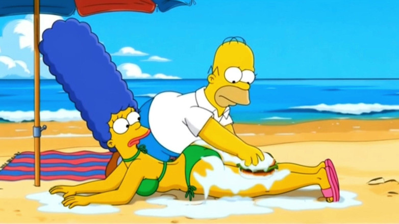 Octopussy Lovers Club: Plážová děvka 2: Kundička plná spermatu. Karikatura Simрsons Parodie.