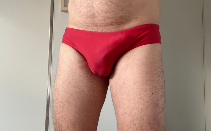 Speedofanboy: Red Speedo Filled with My Cum