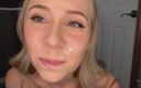 Marissa Sweet: Gospodină blondă mângâind o pulă și primind o ejaculare facială în culise -...