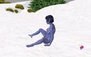 3D Cartoon Porn: （3d 卡通性爱视频） - 淫荡的精灵女孩在河边自慰
