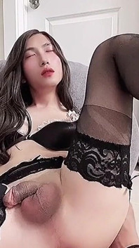 Asian Sissy CD Eva Plays with Anal Toy