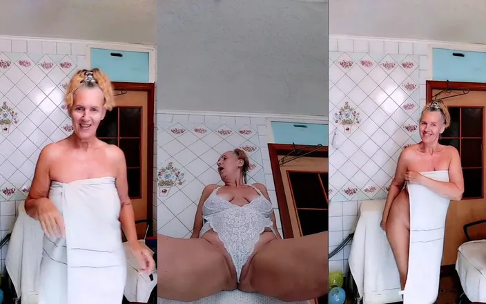 Lukerya: Hot Housewife Lukerya in White Lace Lingerie