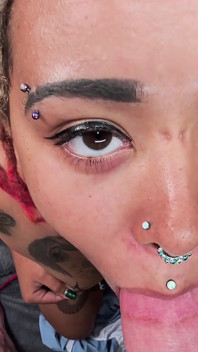 Interracial Creampie: Tattooed Mixed Dreadlock Girl Gets Filled on Couch
