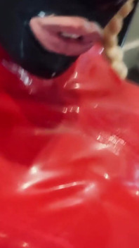 Anyone Is a Fan of Shiny Red Latex? I Know You Want to Cum All Over My Huge Tits