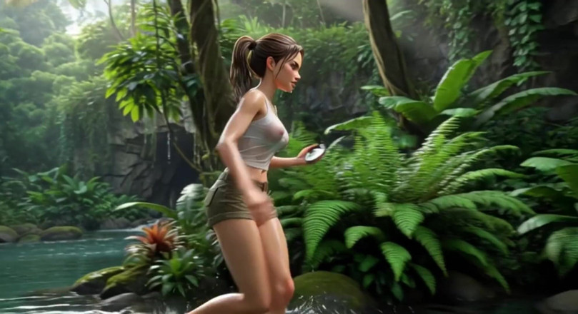 My night collection: Lara Croft odkrywa skarb Amazonii i obejmuje piękną blondynkę ducha...
