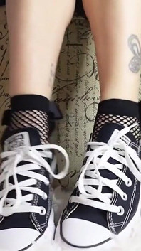 My Feet Are Tiny and Adorable in Converse, Especially with These Ankle Fishnet Socks with a Big Bow.