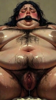 Gorda amordazada en esclavitud - miedo mezclado con coño peludo mojado
