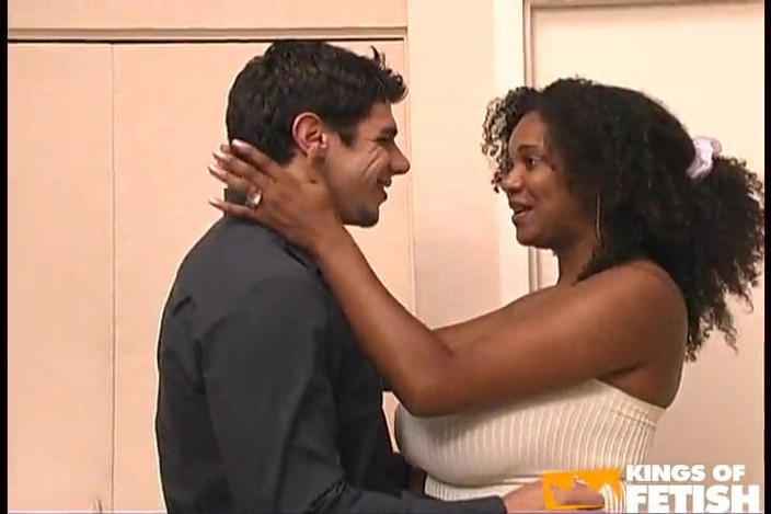 Inter-racial: Nasty ebony with huge boobs gets her hairy cunt screwed...