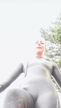 Wetsuit Giantess Finds a Tiny Toy to Tease