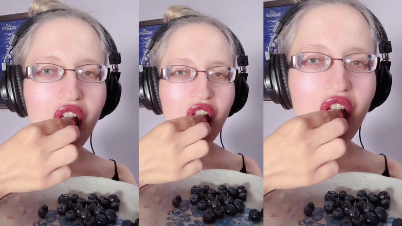 FinDom Goaldigger: Asmr Blueberry lízání - Asmr, brýle, Obryně