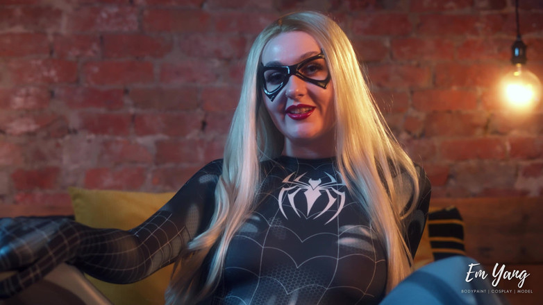 Em Yang: Černá kočka Cosplay Sólo šukání a škádlení