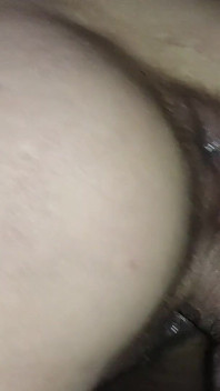 Blowjob sex in doggy style, hairy pussy drenched in cum