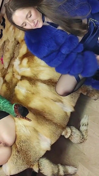 Lesbian Fur Fetish Fucking with Strapons, Tons of Fur, Huge Squirts on Fur Coat