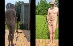 Nago Jon Scarecrow Posiadanie szybkiego wank w słońcu