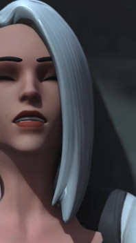 Overwatch pornosundan ashe ve D.va - gırtlağına kadar alma yardımı, vahşi çifte penetrasyon ve büyük siyah yarakla anal sikiş