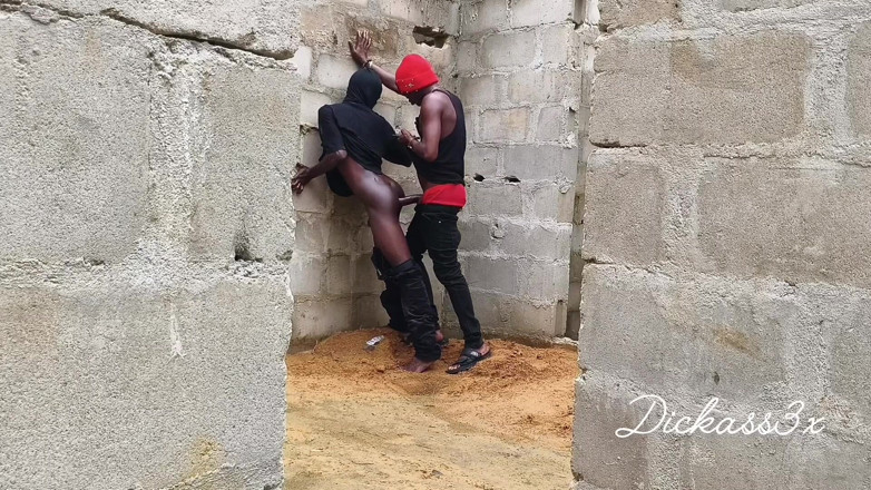 Dickass3x: Ebony Slime Waist dikongkek dinding gaya doggy bangunan yang belum...