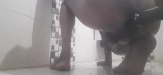 Gay Trying Anal with Dildo in Shower