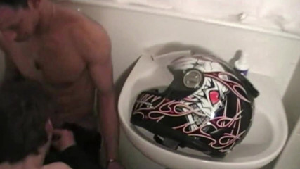 STRAIGHT BOY CURIOUS: Innocent twink used in toilets by motorbiker