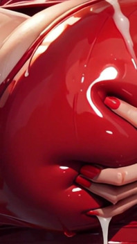 Sledujte, jak si Ai Amber šťastně hraje se svými latexovými kozami plnými spermatu