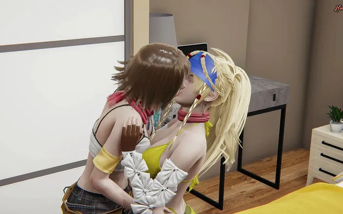 Hentai_Smash: Rikku gets eaten out then strapon fucked by Yuna - Final...