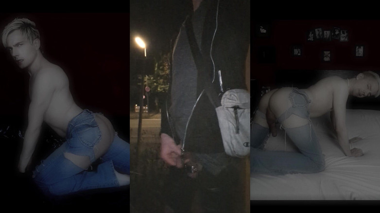 kinkygaynudist: Un Jean Déchiré Dehors (marche De Minuit)