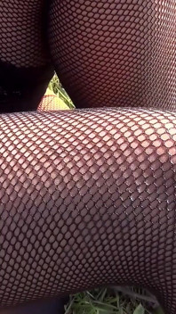 Sensual sex in the open air. Cum on legs