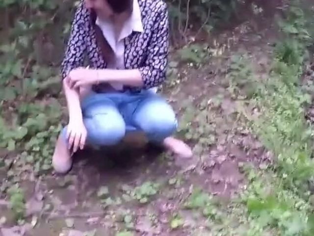 Pee in the Forest and Whipe Her Pussy with a Leaf (Wet Diana)