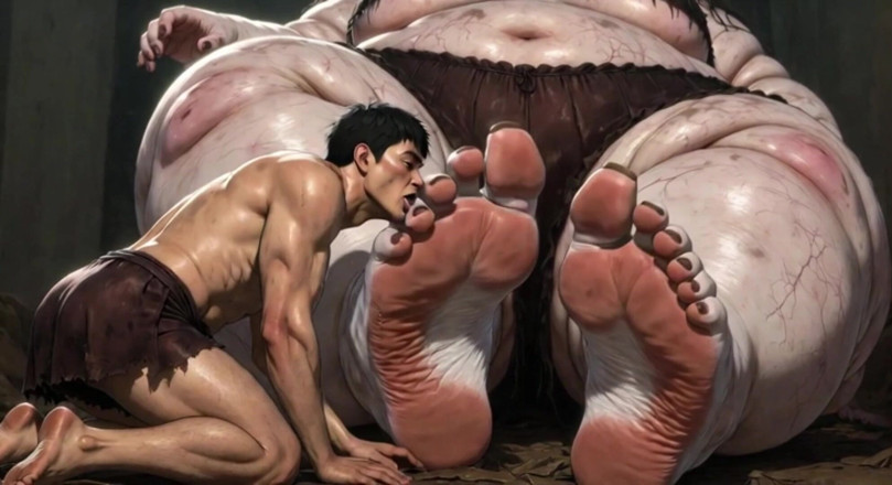 YOUR BEST FANTASY: Huge Obese Giantess BBW - Slave Licking Her Giant Feet in...