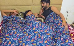 Indian Swastika Dewar Squats While Her Husband on Bed