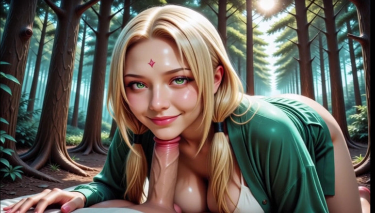 Sdanimacionescol: Tsunade Jiraiya, дикий секс у лісі та онсен, мінет, глибокий мінет, великі груди блондинки ніндзя тундзя, смоктання члена, жорсткий анальний онсен, вода ca